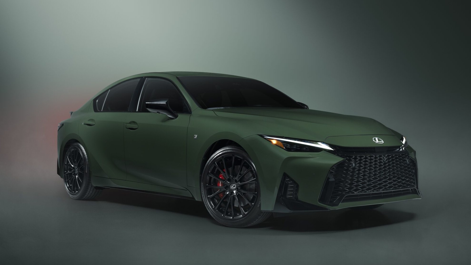2027 Lexus IS Special Appearance Package in Envious green, front three-quarter view