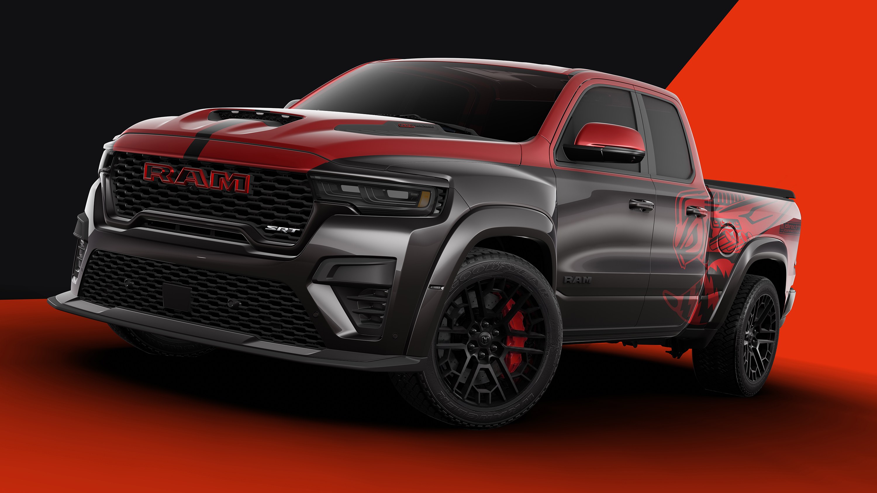 2027 Ram 1500 Rumble Bee SRT one-off charity truck, front three-quarter view
