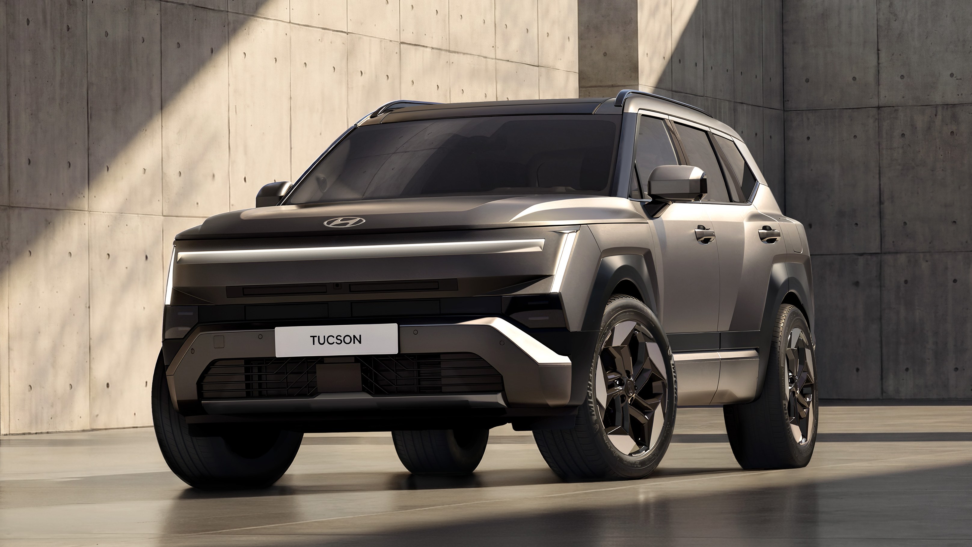 Front three-quarter view of the fifth-generation Hyundai Tucson