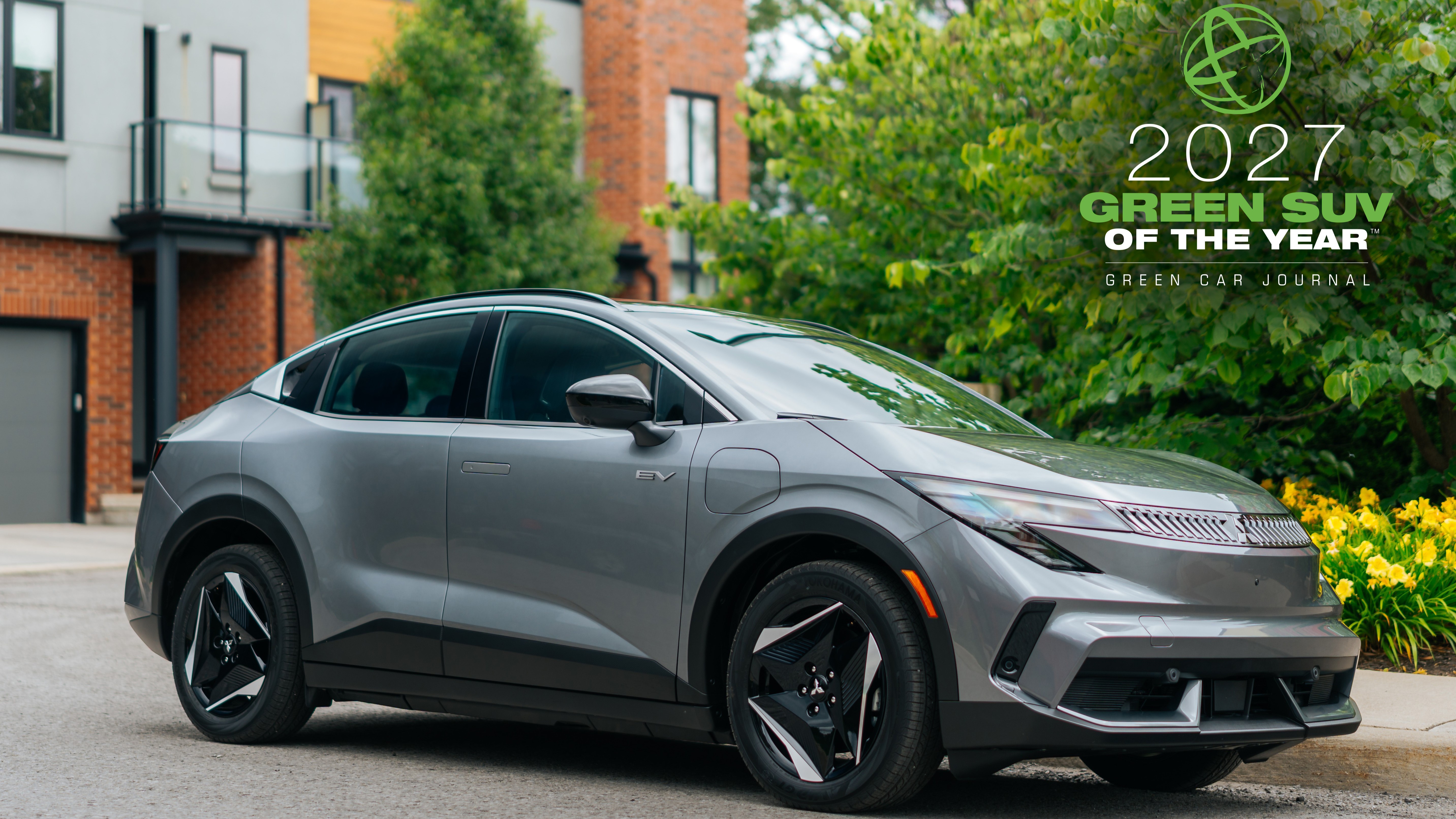 2027 Mitsubishi Eclipse Sportback EV with Green SUV of the Year badg