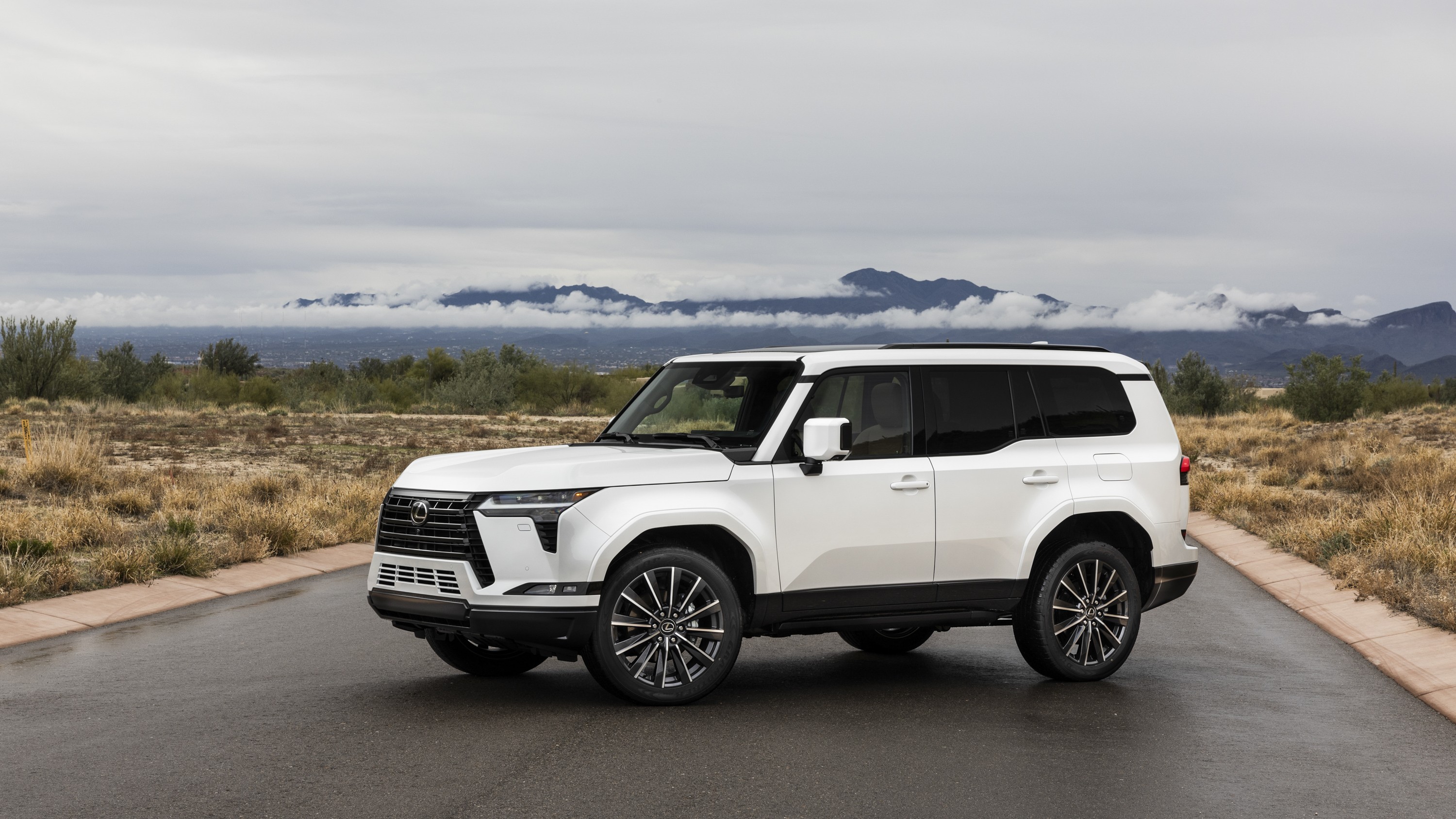 2027 Lexus GX 550 in Eminent White Pearl, front three-quarter view