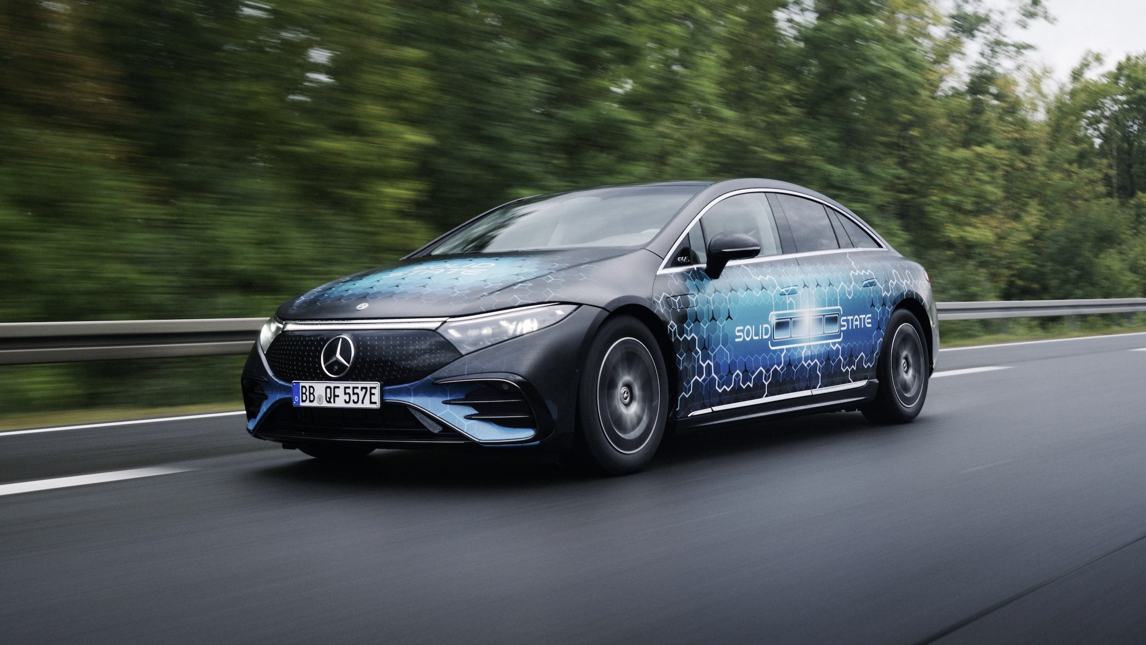 Mercedes-Benz EQS solid-state battery test car on the road