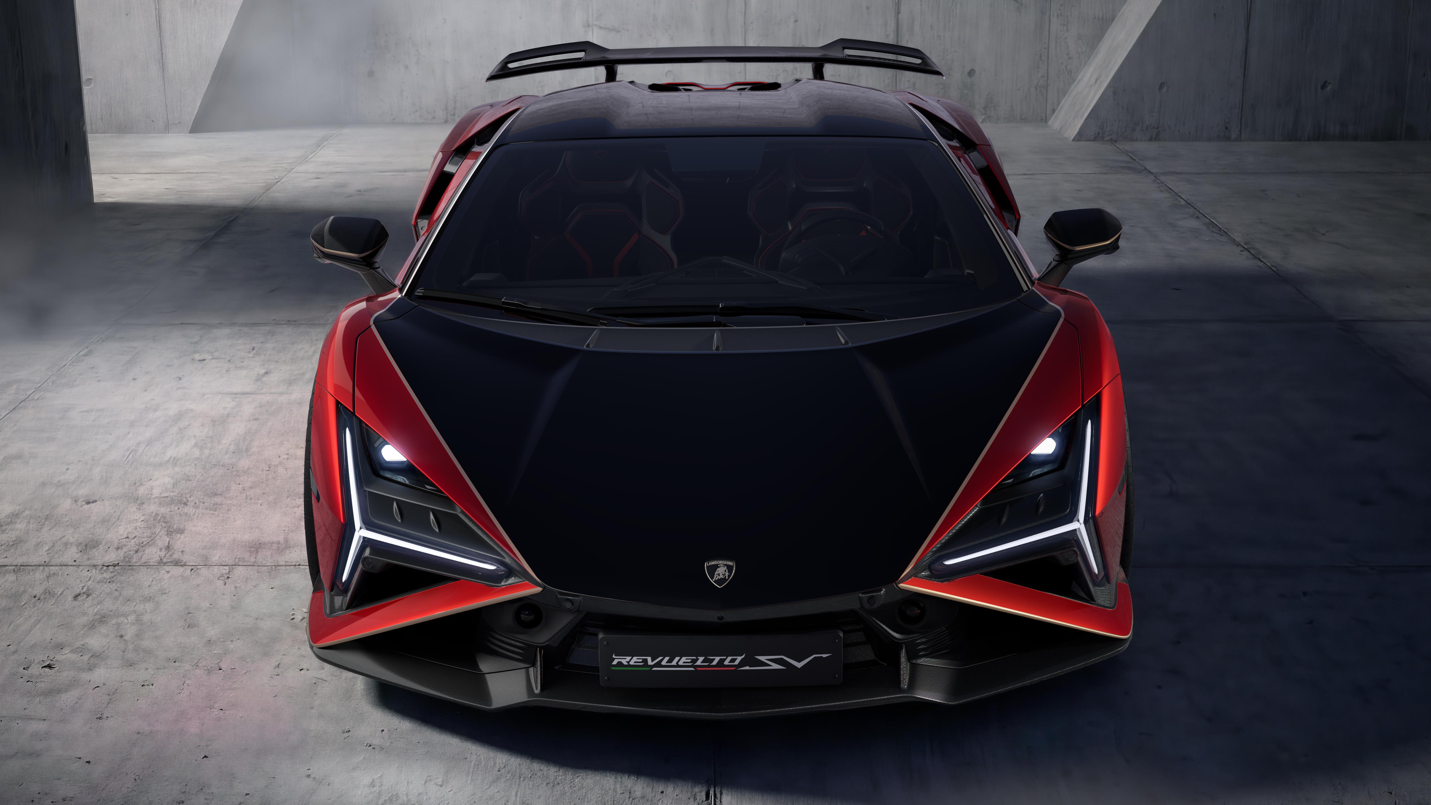 Lamborghini Revuelto SV front view in red and black