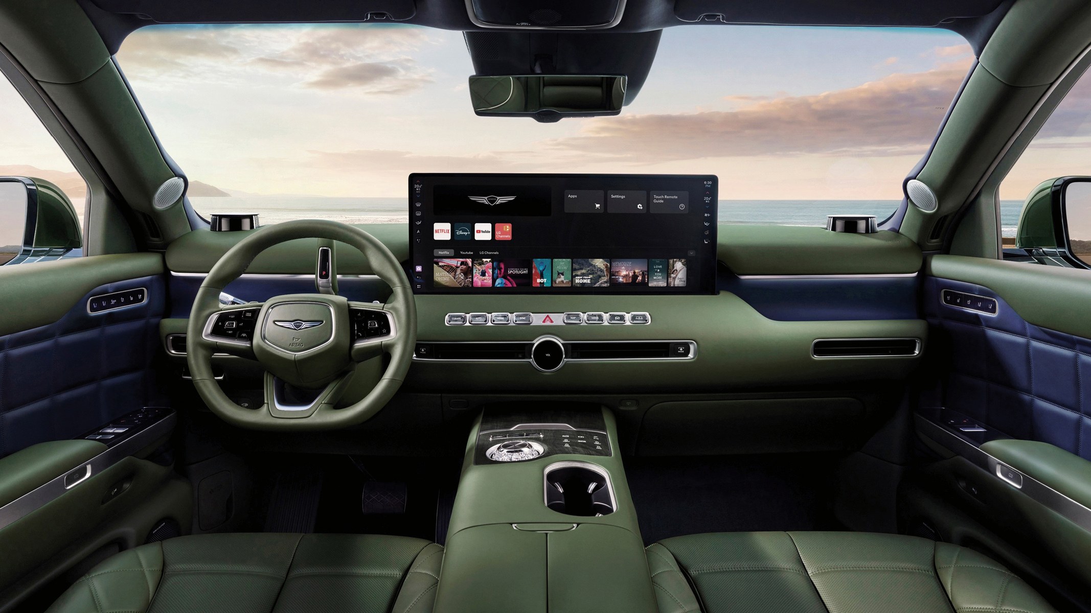 Genesis GV90 interior with the 24.6-inch Cinematic Display raised