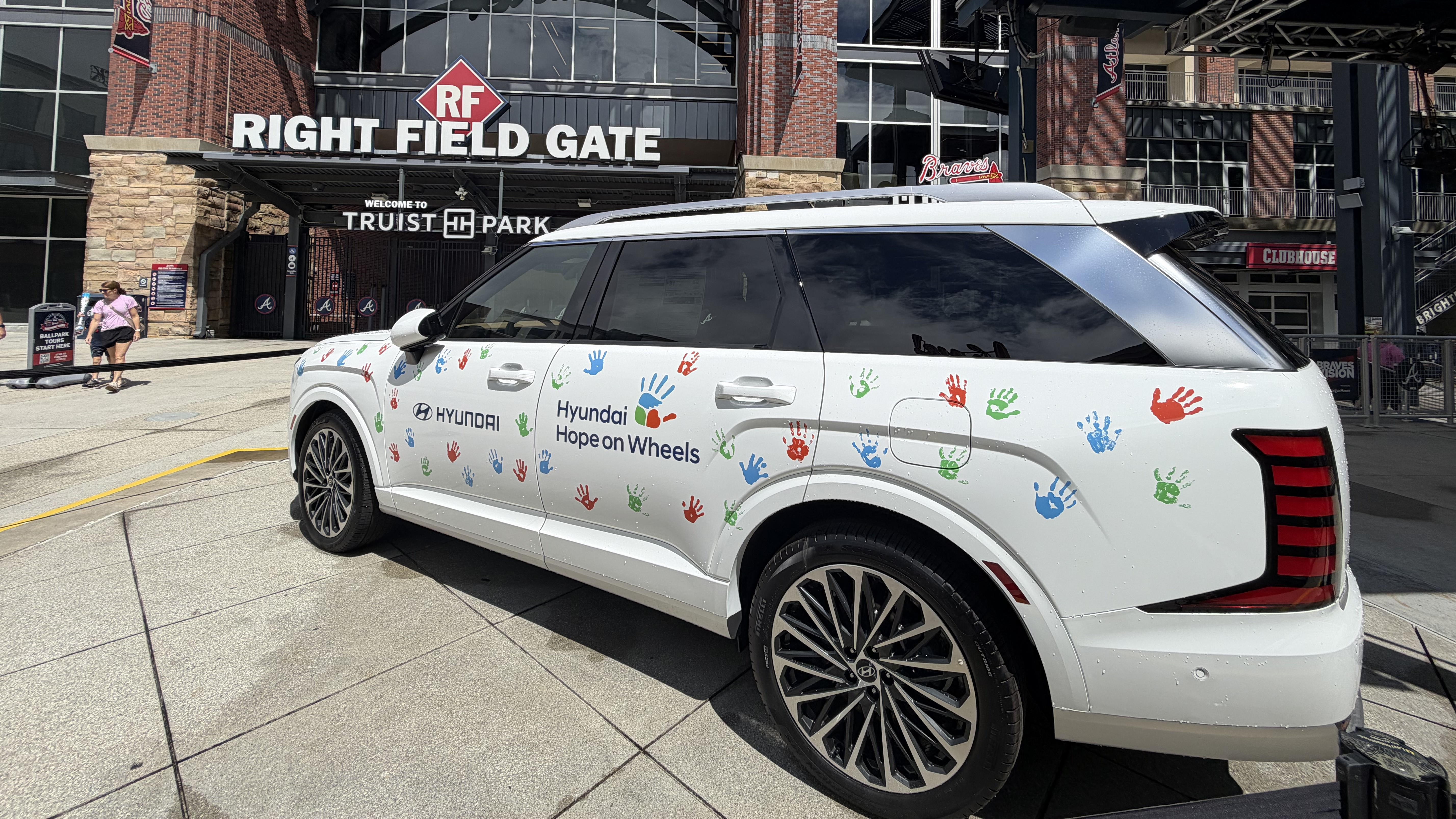 Hyundai Hope on Wheels Palisade parked at Truist Park Right Field Gate