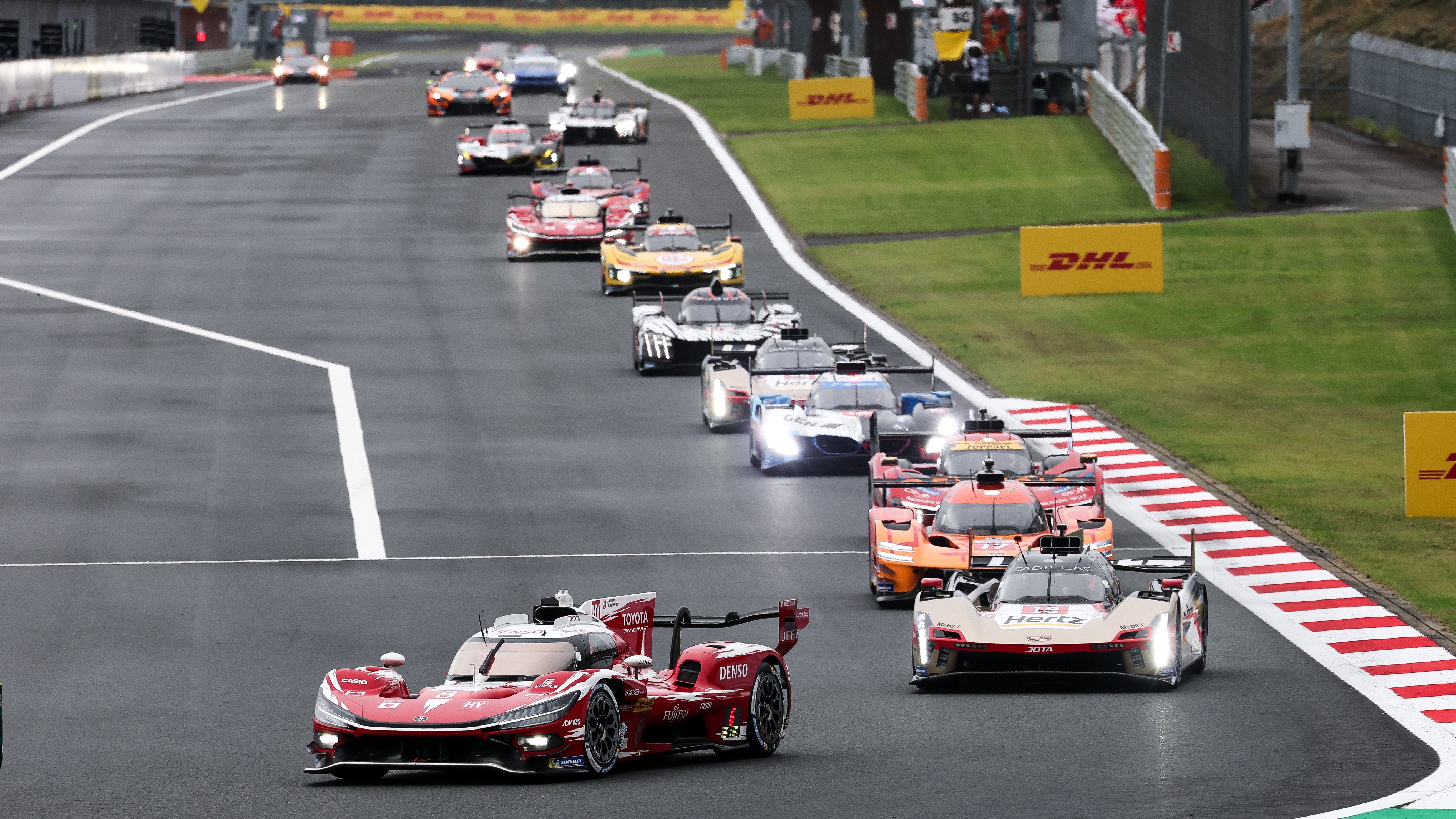 Toyota TR010 Hybrid #8 leading Hypercar field at Fuji Speedway