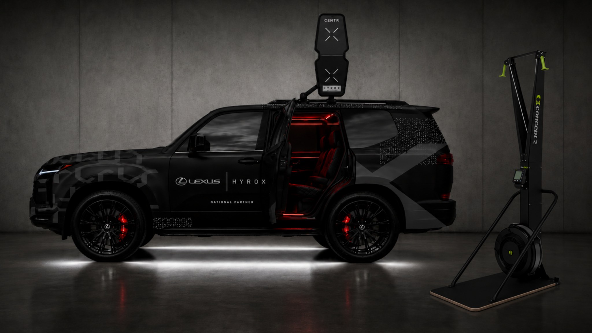 Lexus GX x HYROX concept side view with Centr SkiErg
