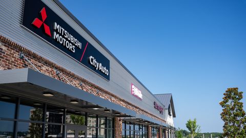 Mitsubishi Motors Gallery storefront at Century Farms retail center in Antioch, Tennessee