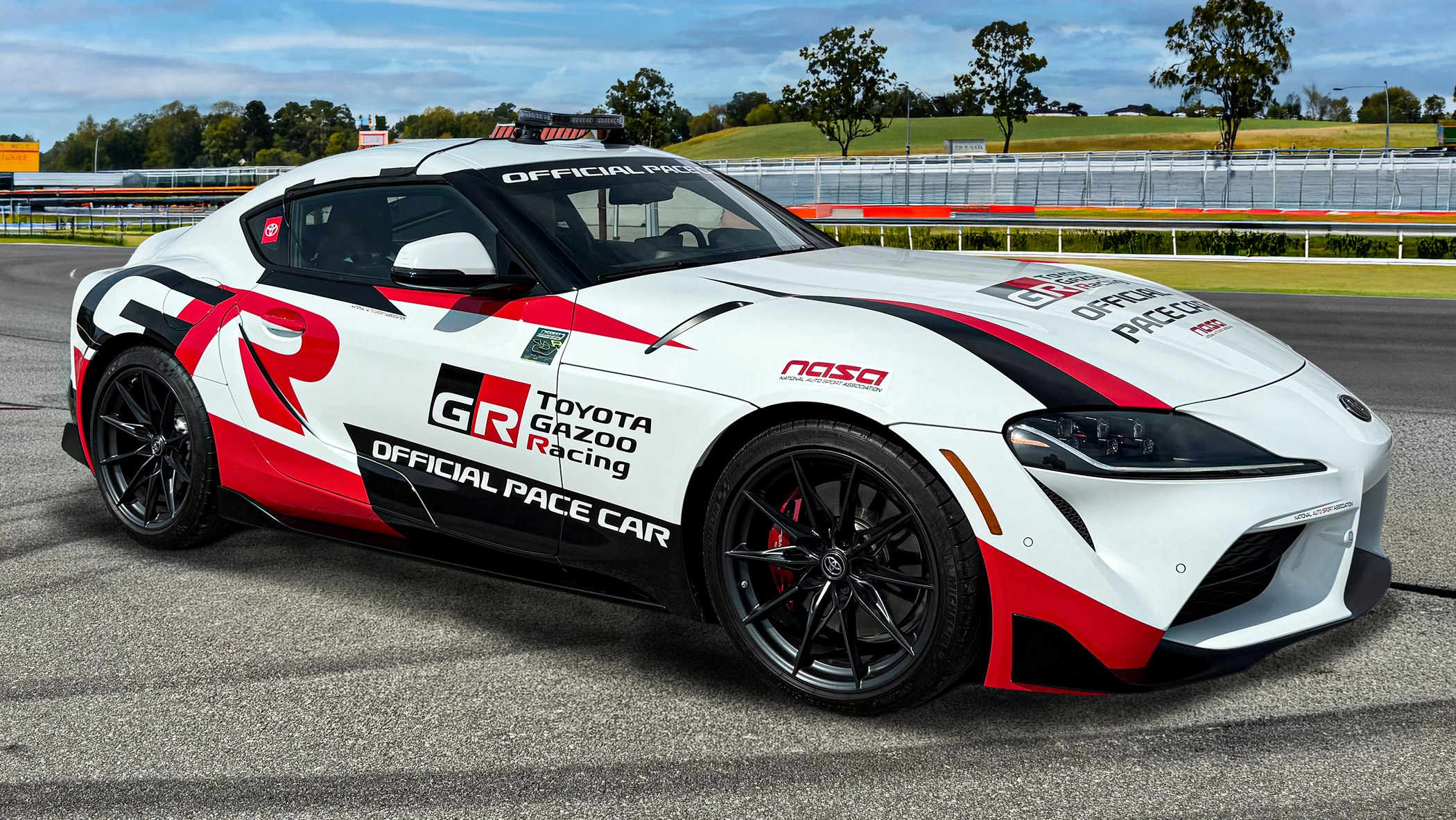 Toyota GR Supra NASA Championships pace car in Gazoo Racing livery