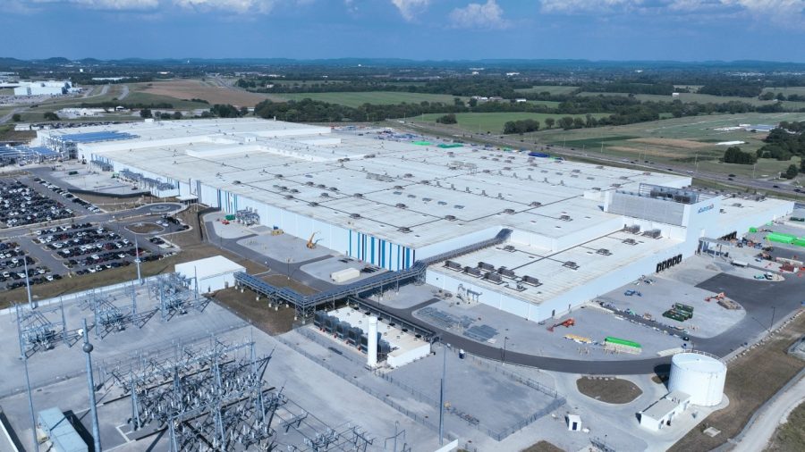 Aerial view of the Ultium Cells battery plant in Spring Hill, Tennessee