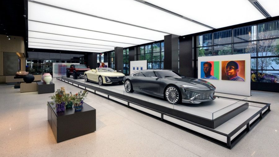 GM Art + Cars exhibit with concept vehicles at Entrance One Detroit