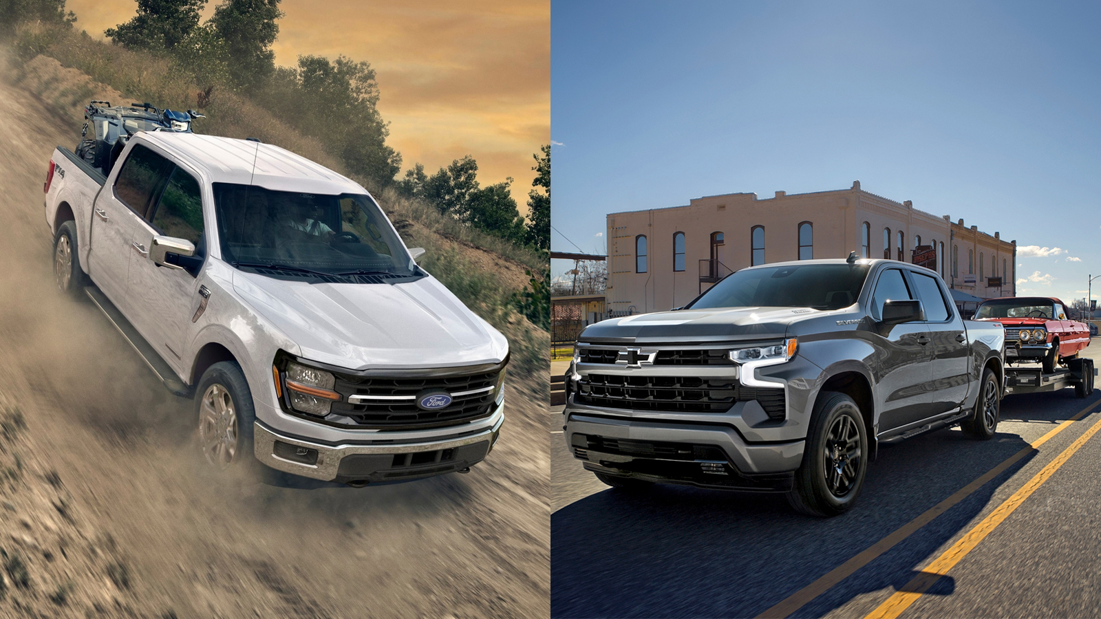 2026 Ford F-150 and 2026 Chevrolet Silverado 1500 side by side