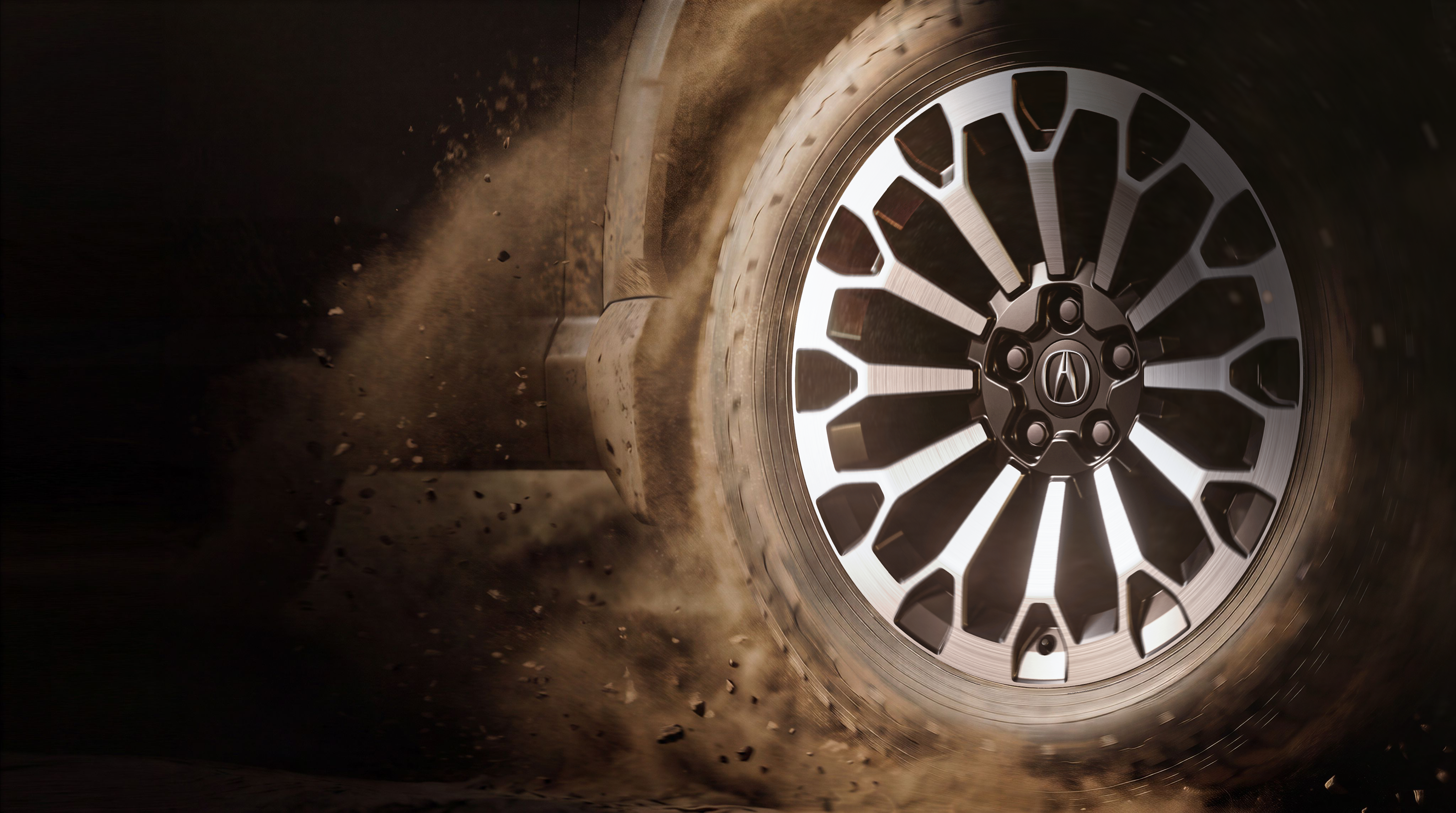 Acura adventure-ready SUV teaser silhouette, front three-quarter view