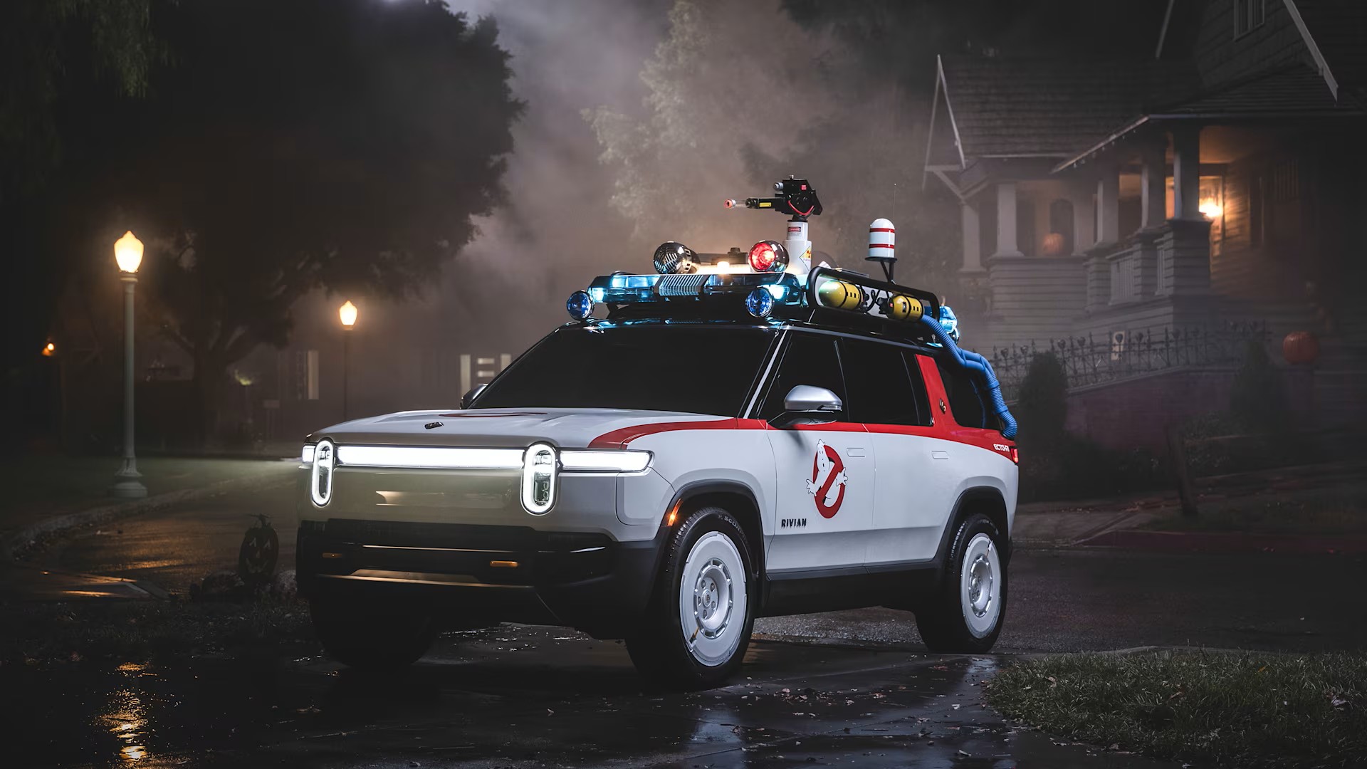 Rivian Ecto-R1, an R1S styled after the Ghostbusters Ecto-1