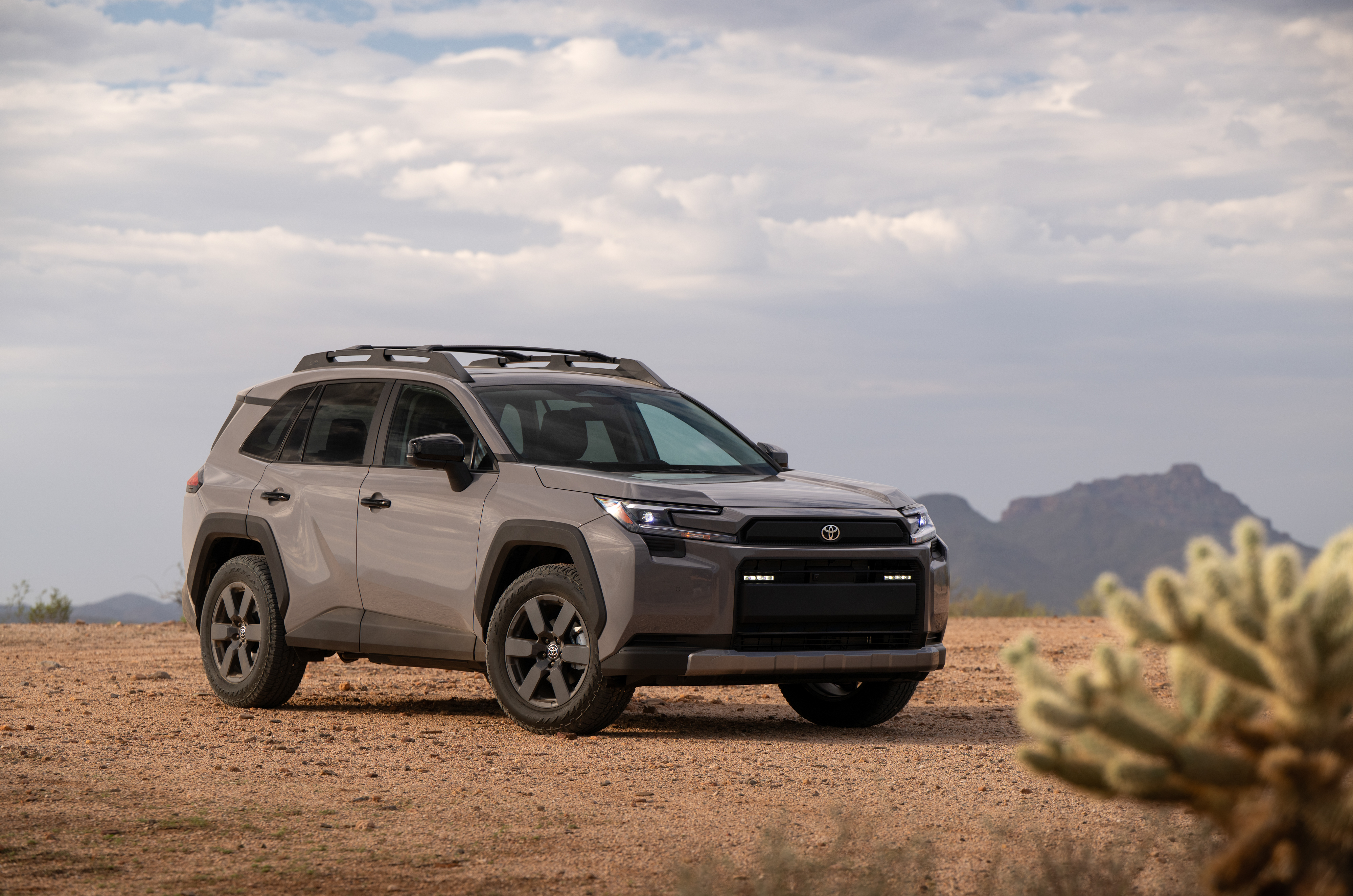 2026 Toyota RAV4 Woodland front three-quarter view in the desert