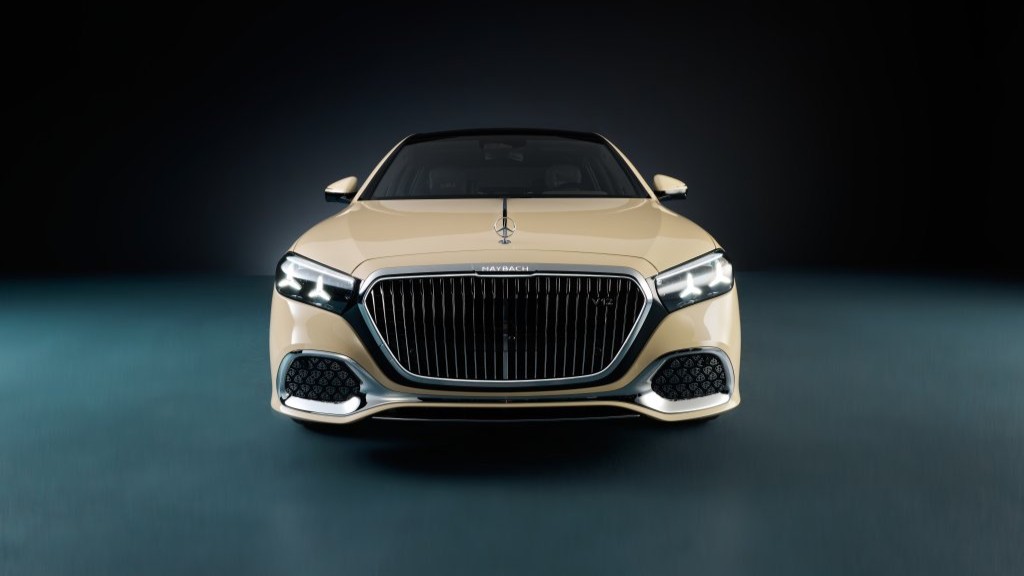 Light Ivory Mercedes-Maybach S 680 designed by LeBron James, front view