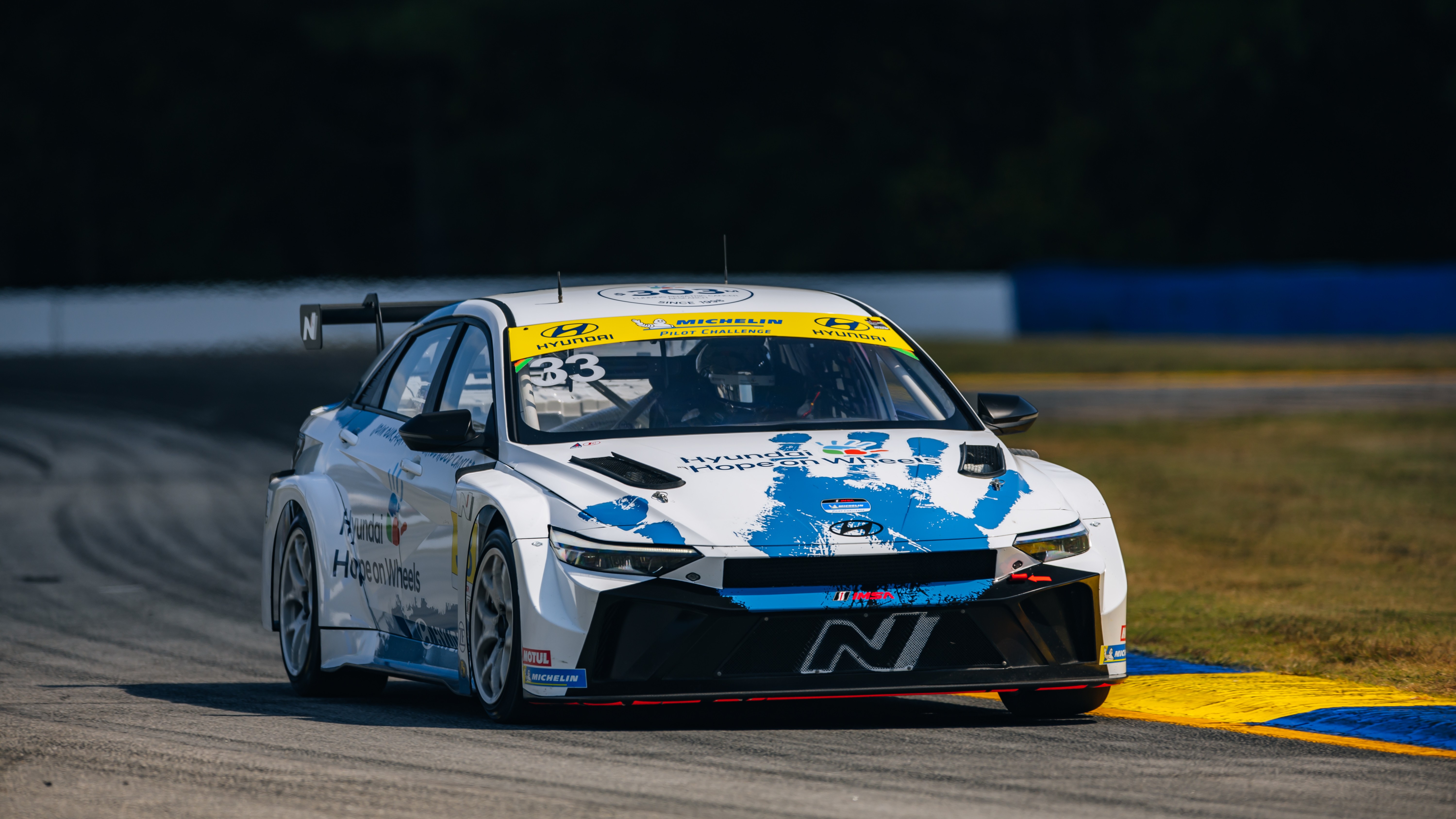 Hyundai Elantra N TCR No. 33 cornering at Road Atlanta