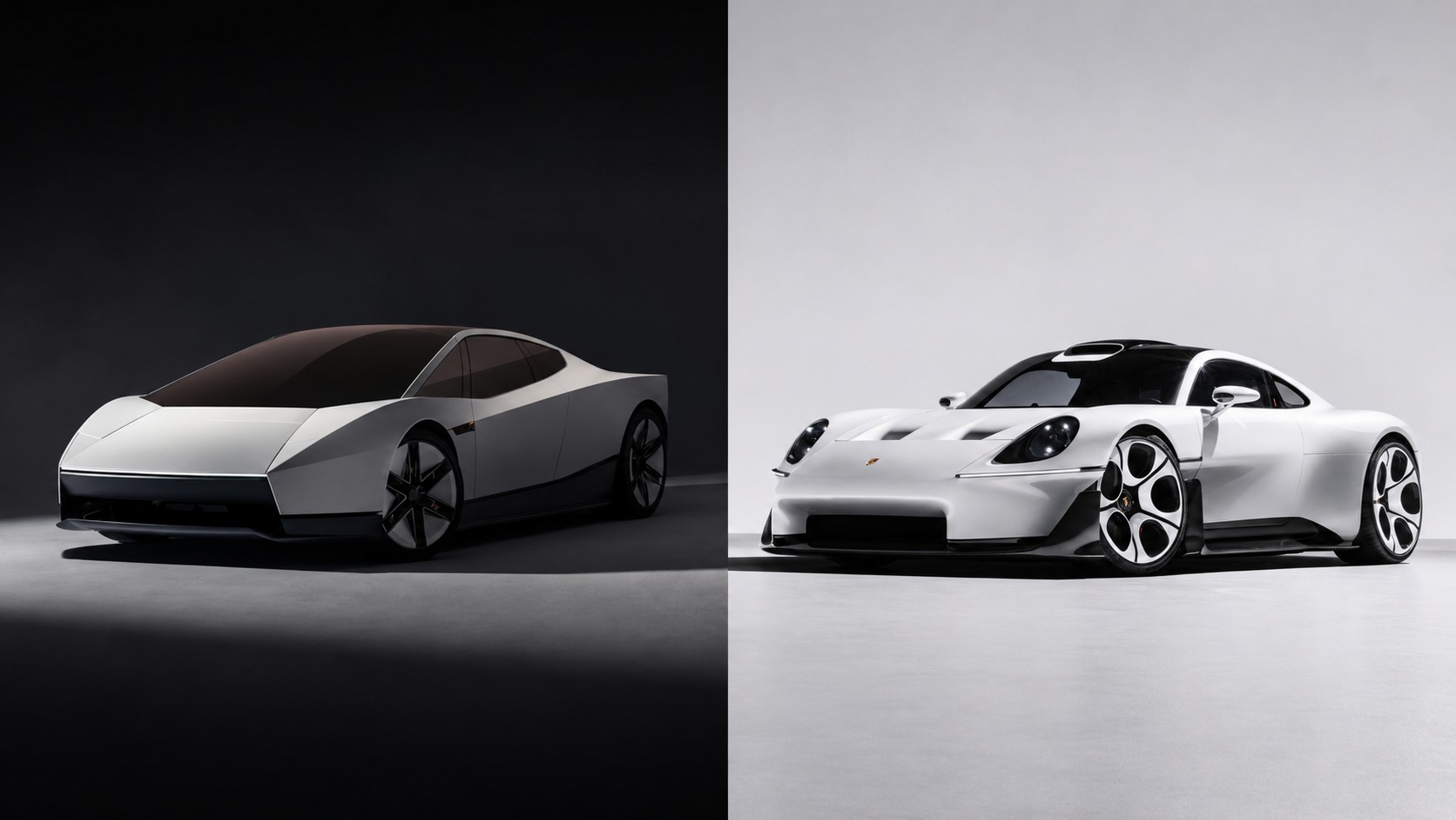 Porsche Mission S and Tesla Roadster side by side