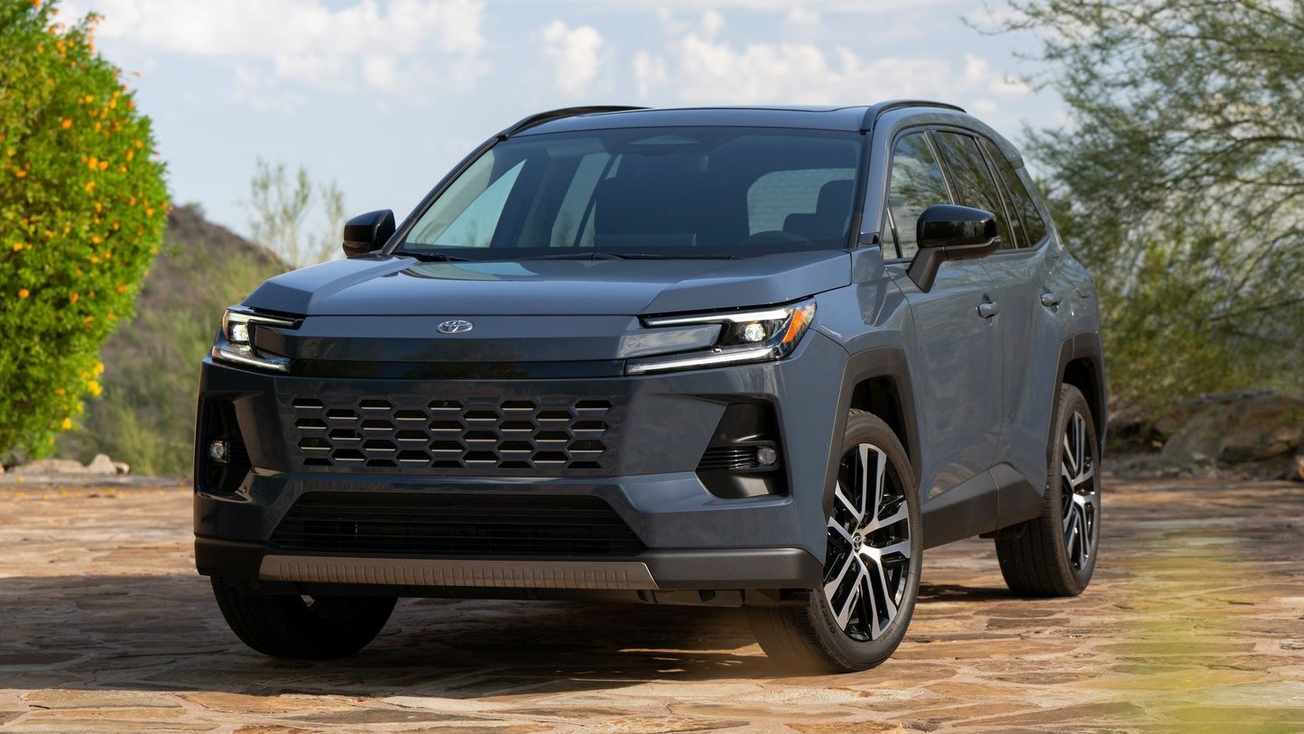 Gray 2026 Toyota RAV4 Limited with its LED headlights on