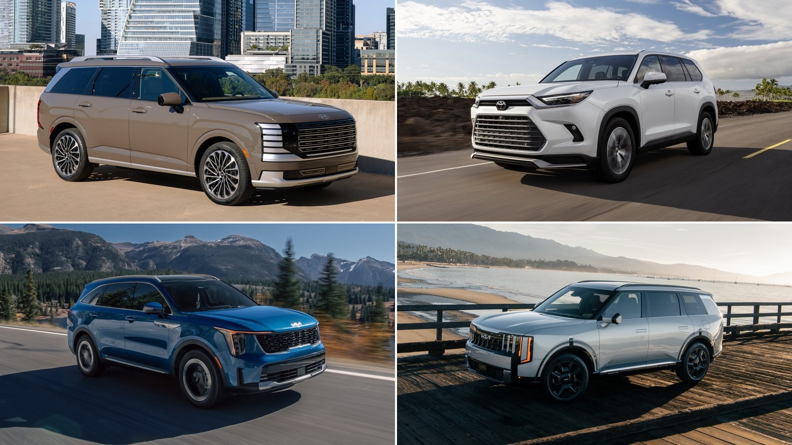 Hyundai Palisade Hybrid, Toyota Grand Highlander, Kia Sorento and Telluride Hybrid