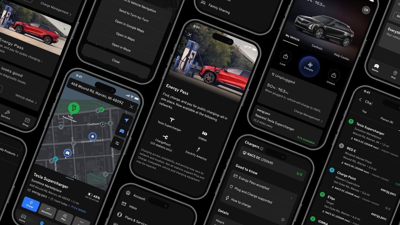 Screens from GM's myCadillac smartphone app