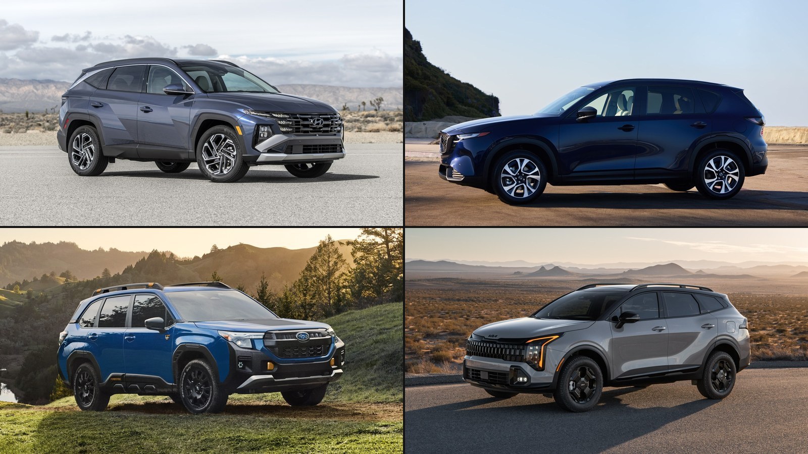 Hyundai Tucson, Mazda CX-5, Subaru Forester and Kia Sportage compact SUVs