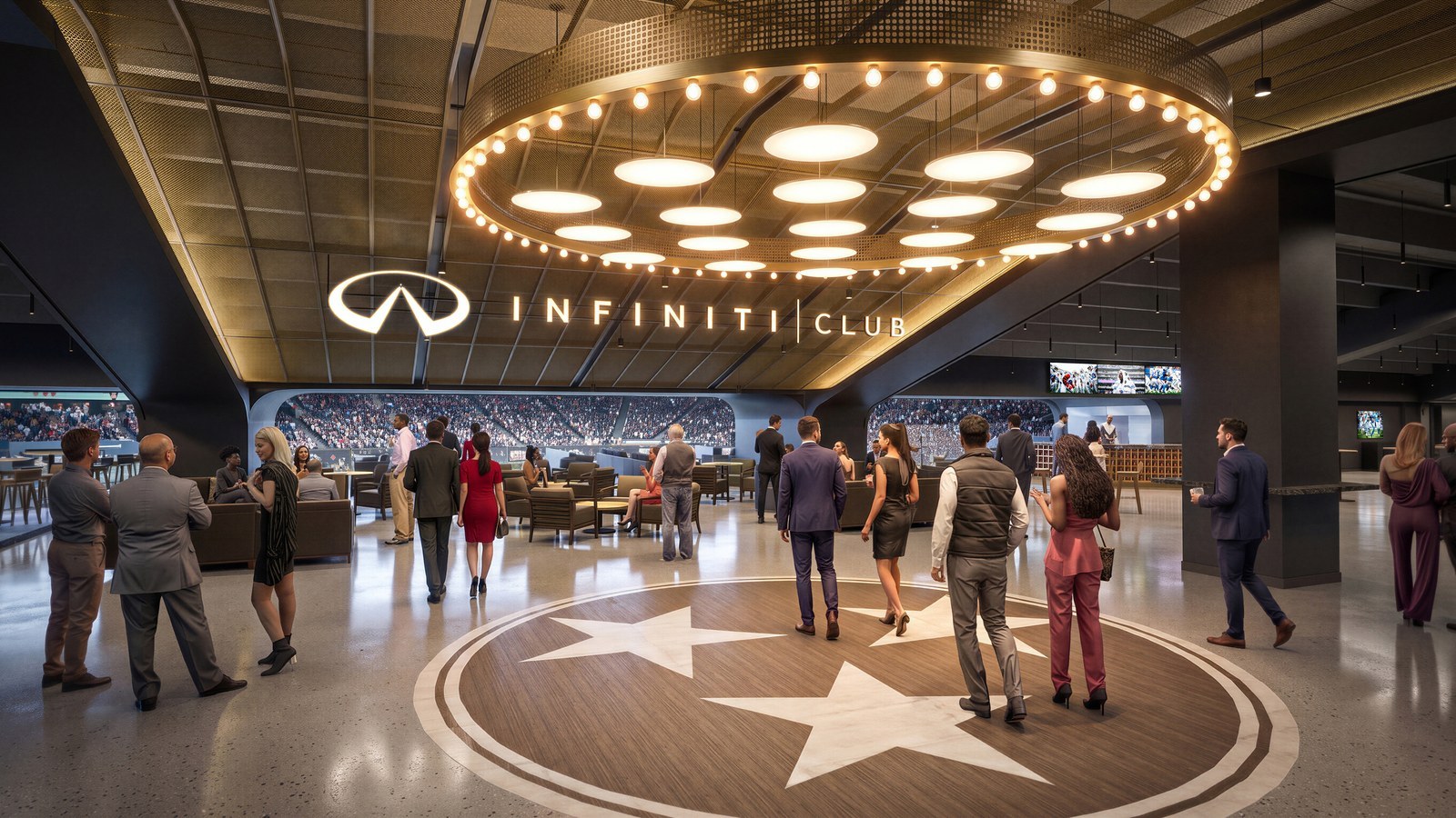 Rendering of the Infiniti Club lounge at the new Nissan Stadium