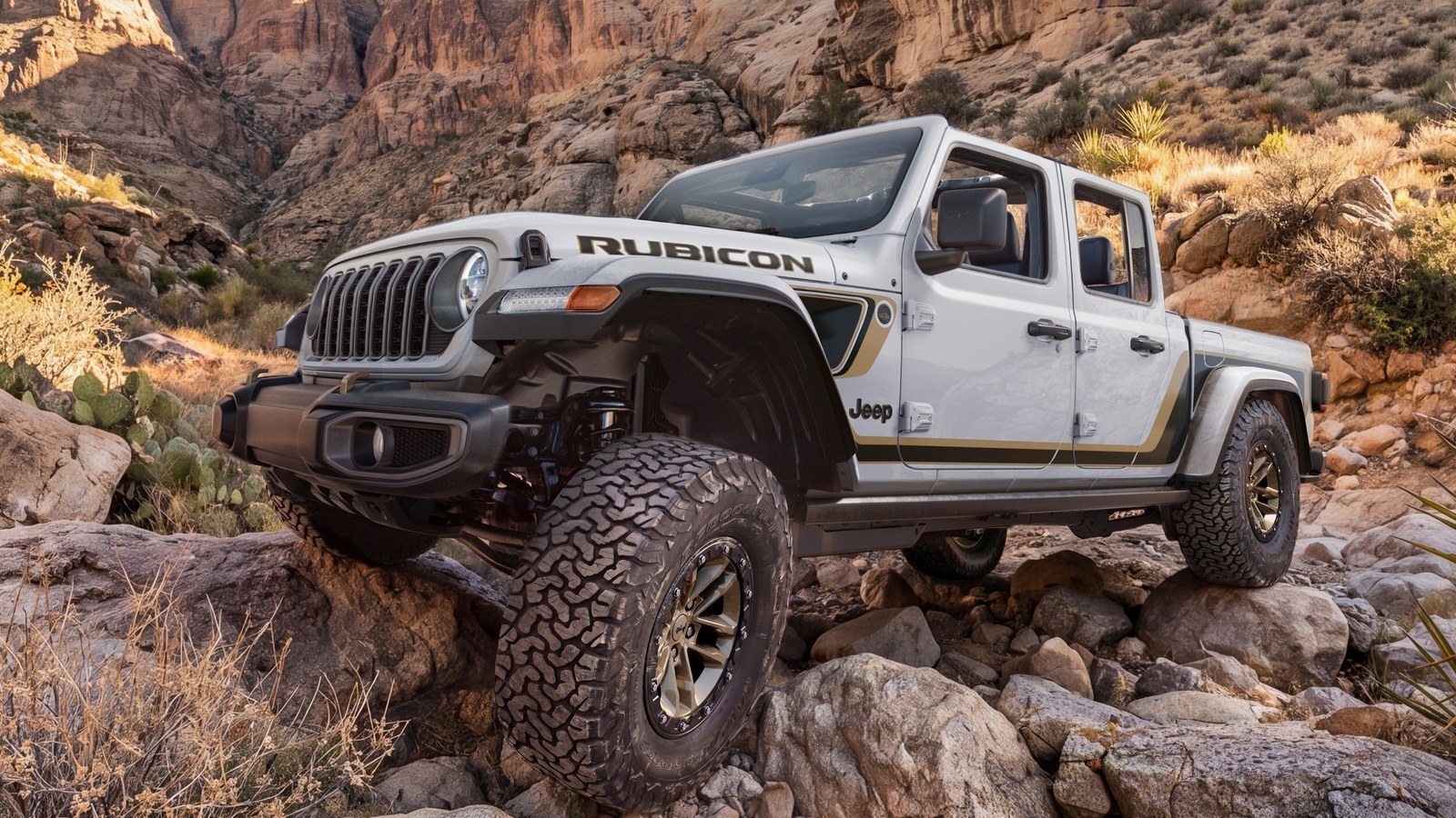 2027 Jeep Gladiator Rubicon 35-inch Tire Launch Edition climbing rocks