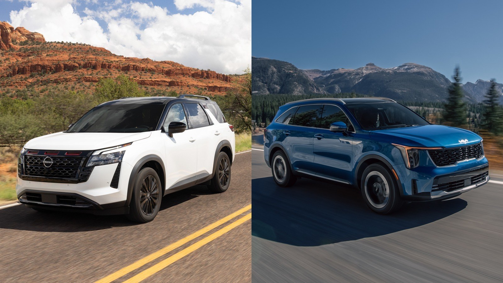 2027 Nissan Pathfinder Special Edition beside 2027 Kia Sorento Hybrid