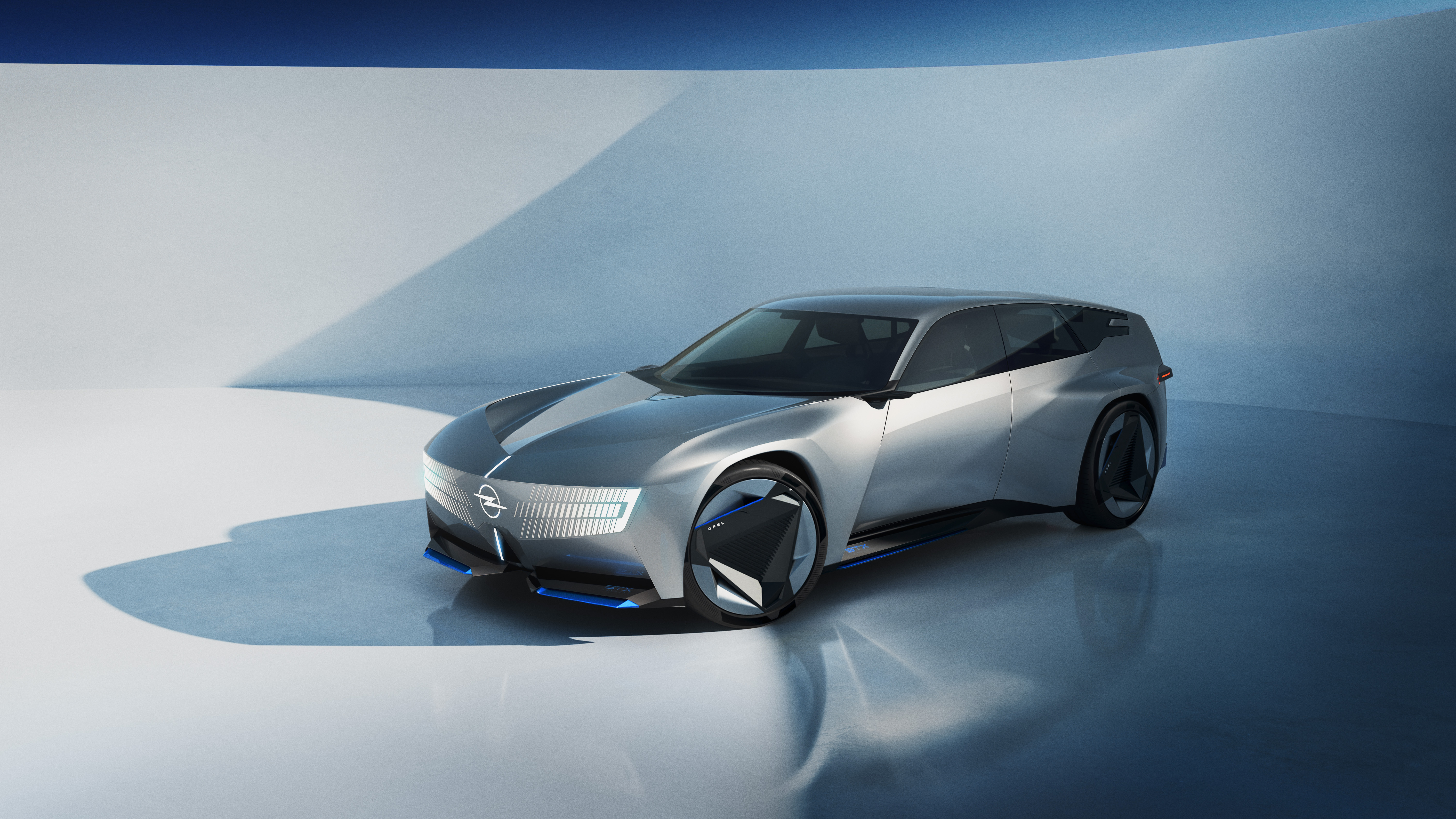 Opel STX Concept electric wagon, front three-quarter studio view
