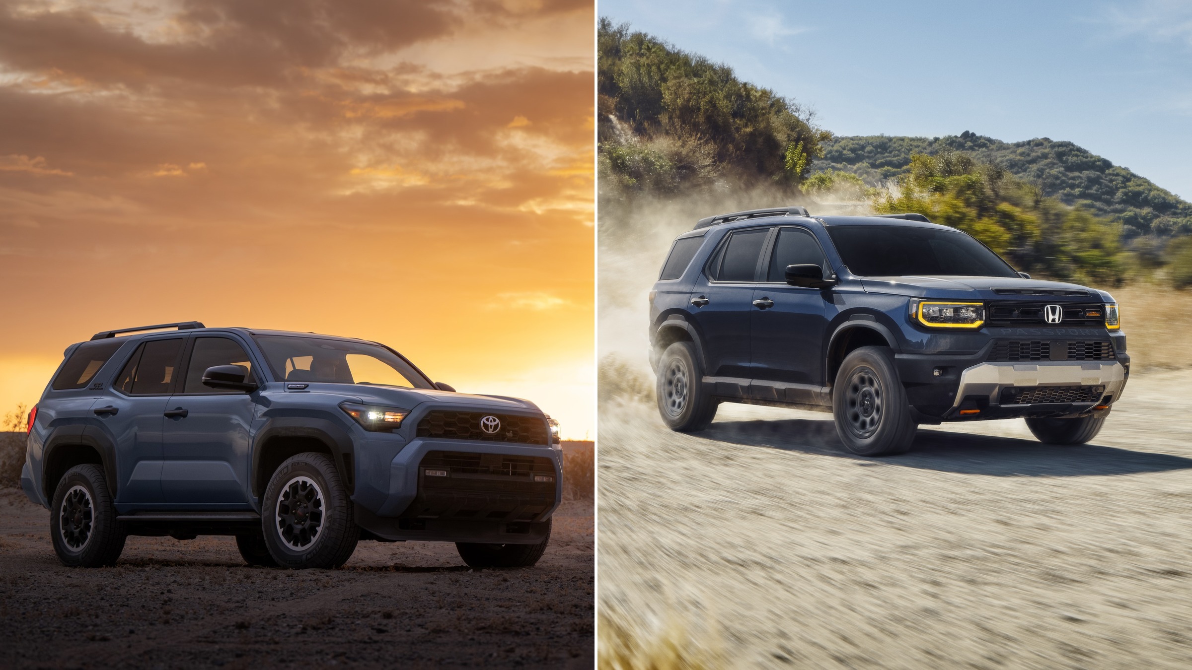 2026 Toyota 4Runner TRD Off-Road and 2027 Honda Passport TrailSport side by side