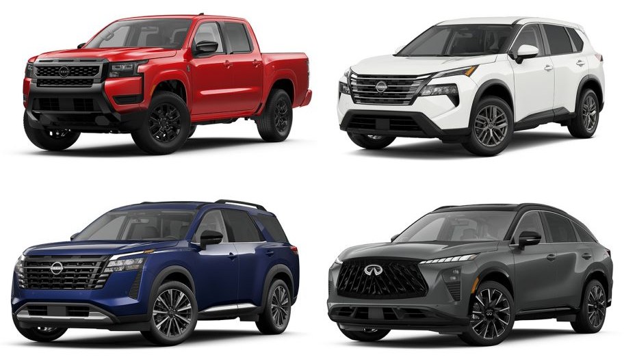 Collage of four Nissan Group models angled to the left