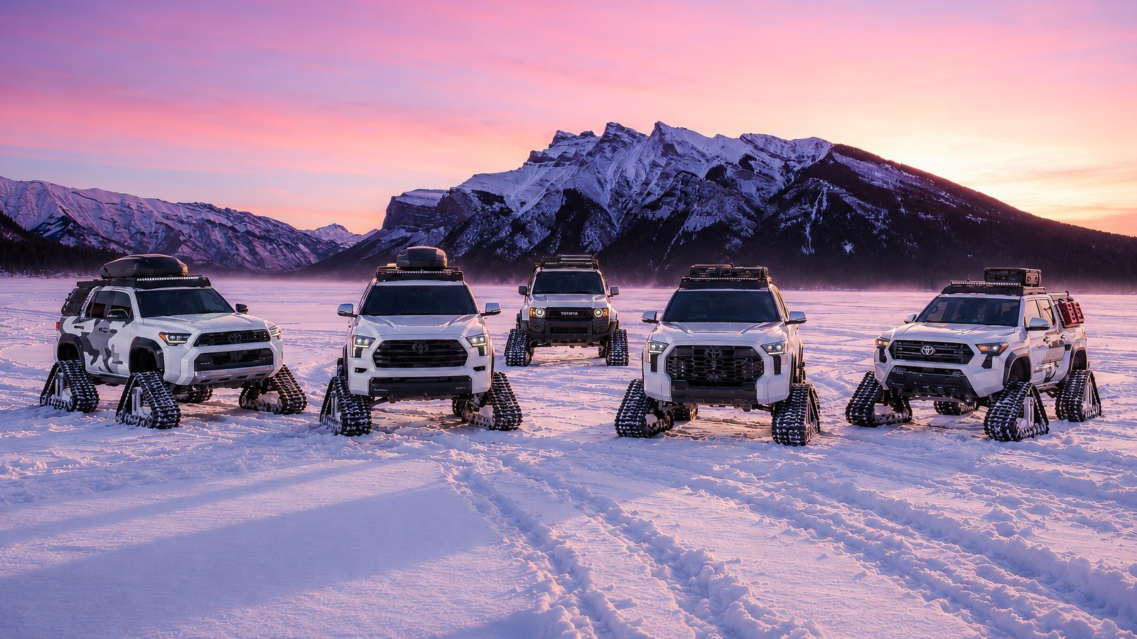 Toyota Snowhunter 4Runner, Sequoia, Land Cruiser, Tundra, and Tacoma on snow tracks