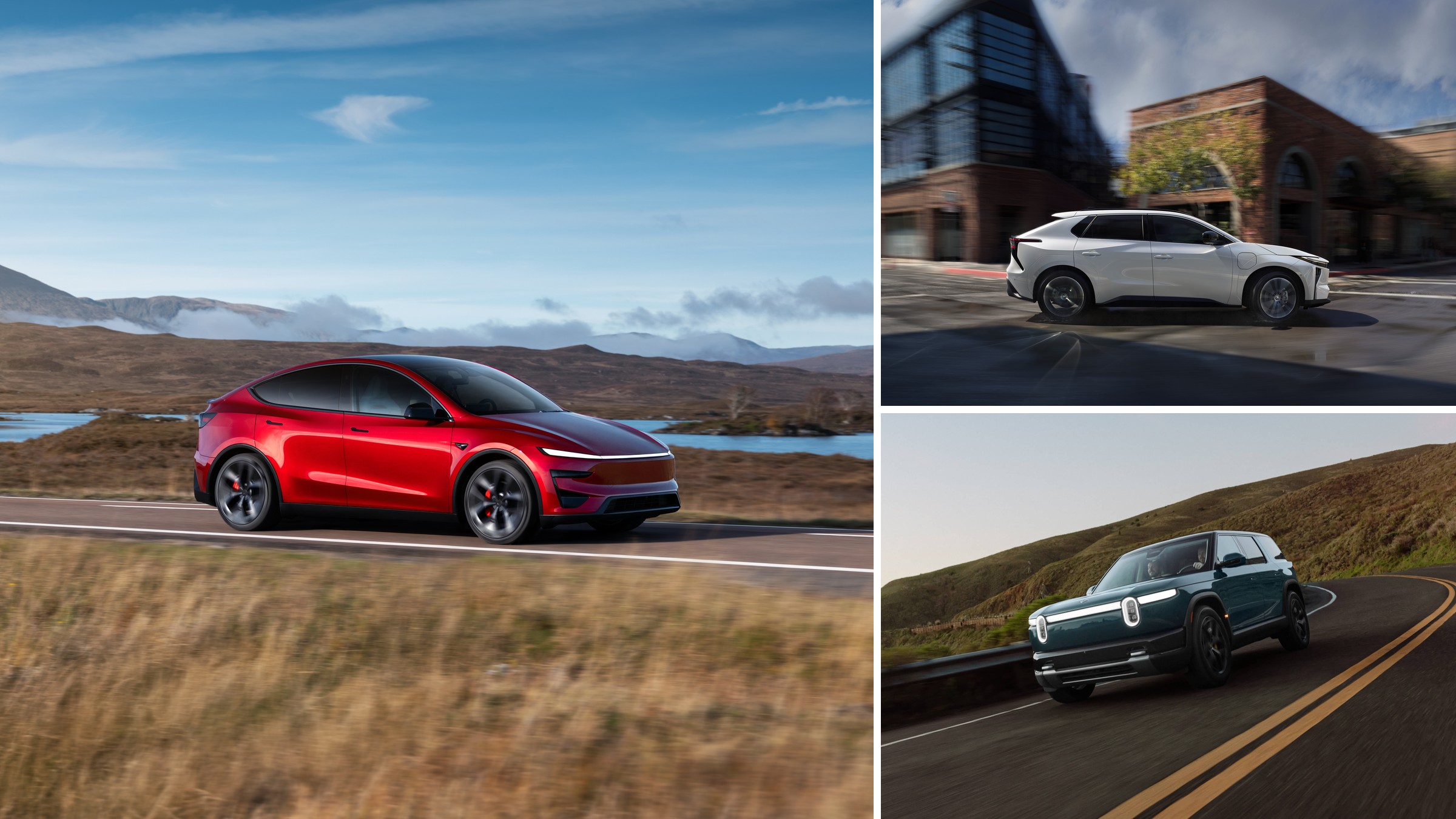 Tesla Model Y, Toyota bZ and Rivian electric SUVs
