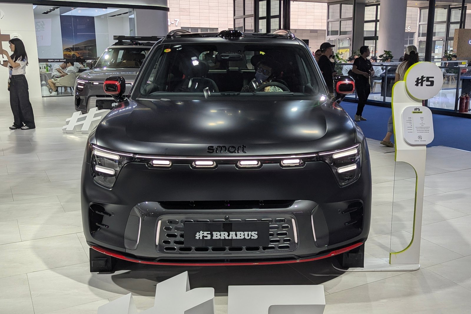 smart #5 electric SUV front view on show stand