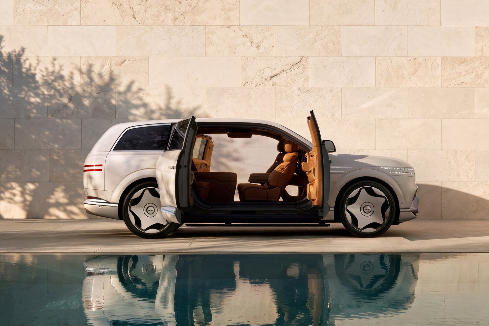 Genesis GV90 Neolun with Arch Gate coach doors fully open