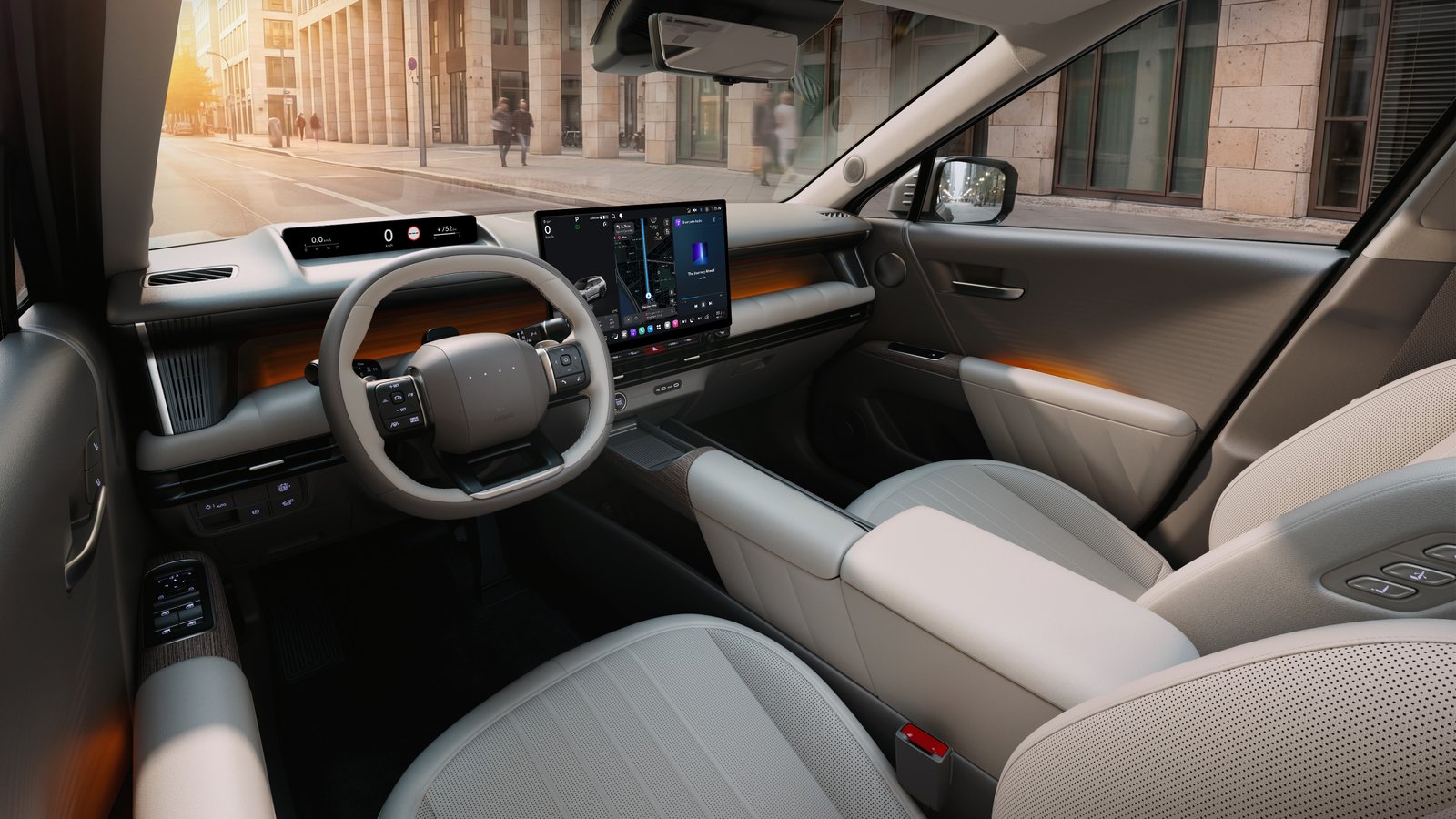 Dashboard of the fifth-generation Hyundai Tucson with Pleos Connect touchscreen