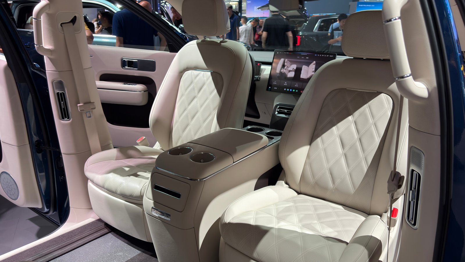 Second-row captain's chairs and rear screen in the SkyNomad N70 Max