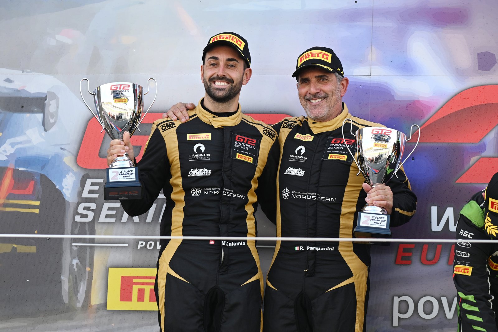 Roberto Pampanini and Mauro Calamia on the Pro-Am podium at Zandvoort
