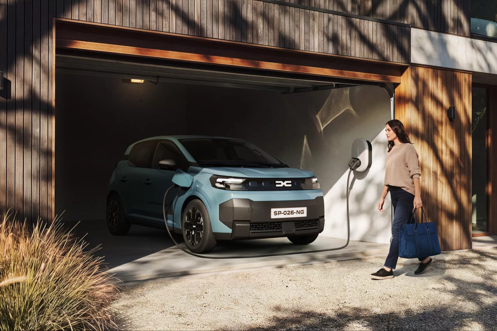 New Dacia Spring plugged in for charging