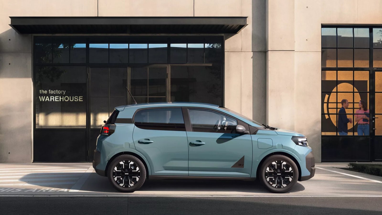 New Dacia Spring exterior showing black trim strip and Dacia Link lighting