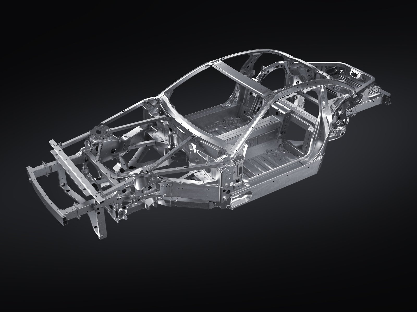 Bare all-aluminum space frame of the Toyota GR GT