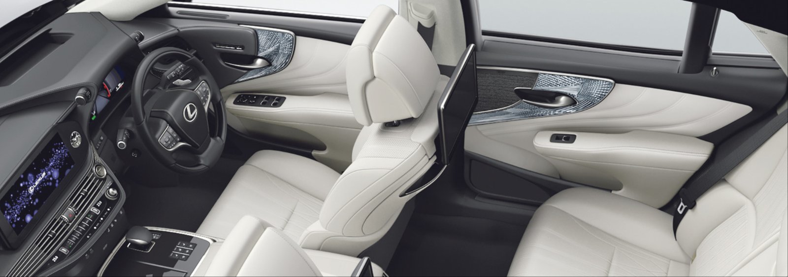 Lexus LS EXECUTIVE interior with kiriko cut-glass ornament panel and semi-aniline leather