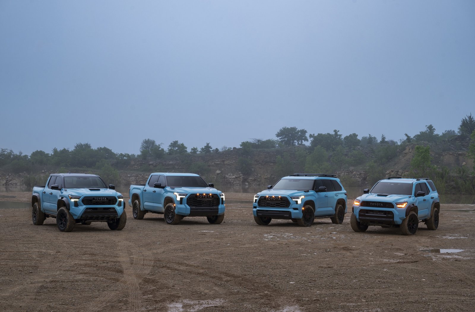 2026 Toyota TRD Pro lineup in Wave Maker blue
