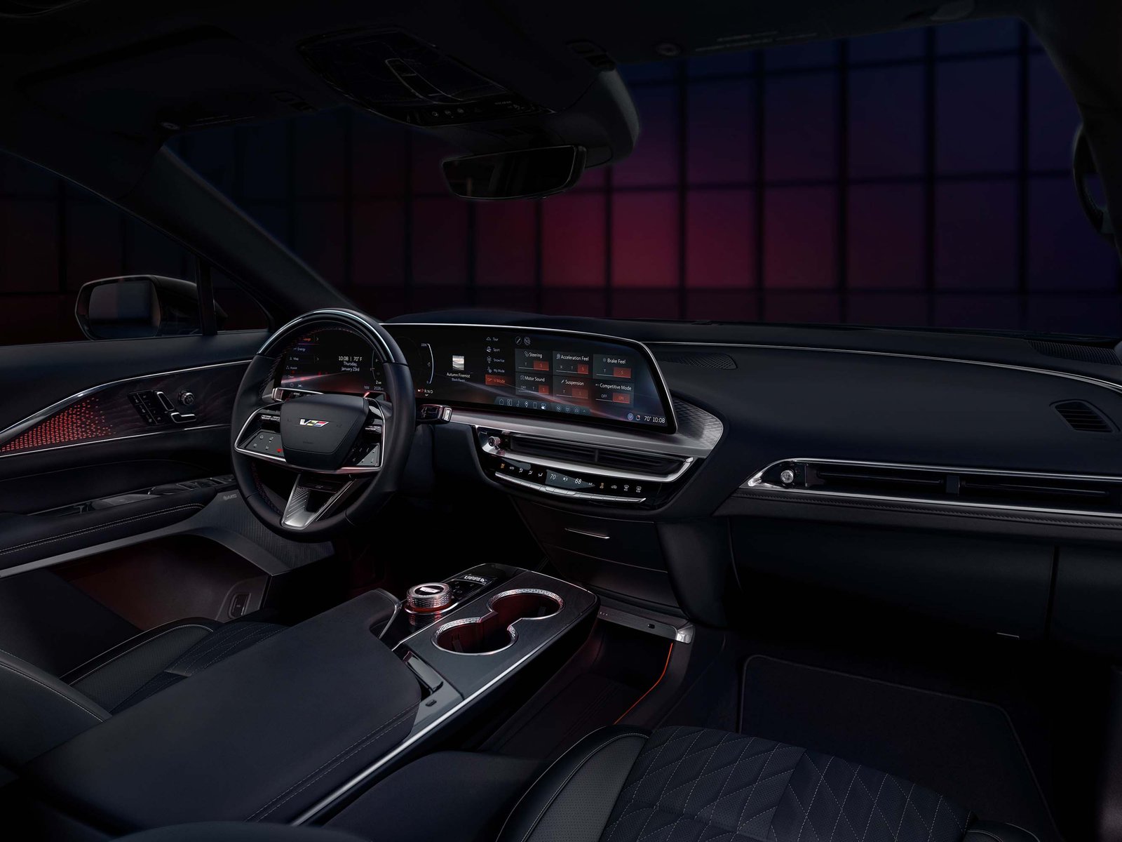 Cadillac Lyriq-V interior with curved 33-inch dashboard display