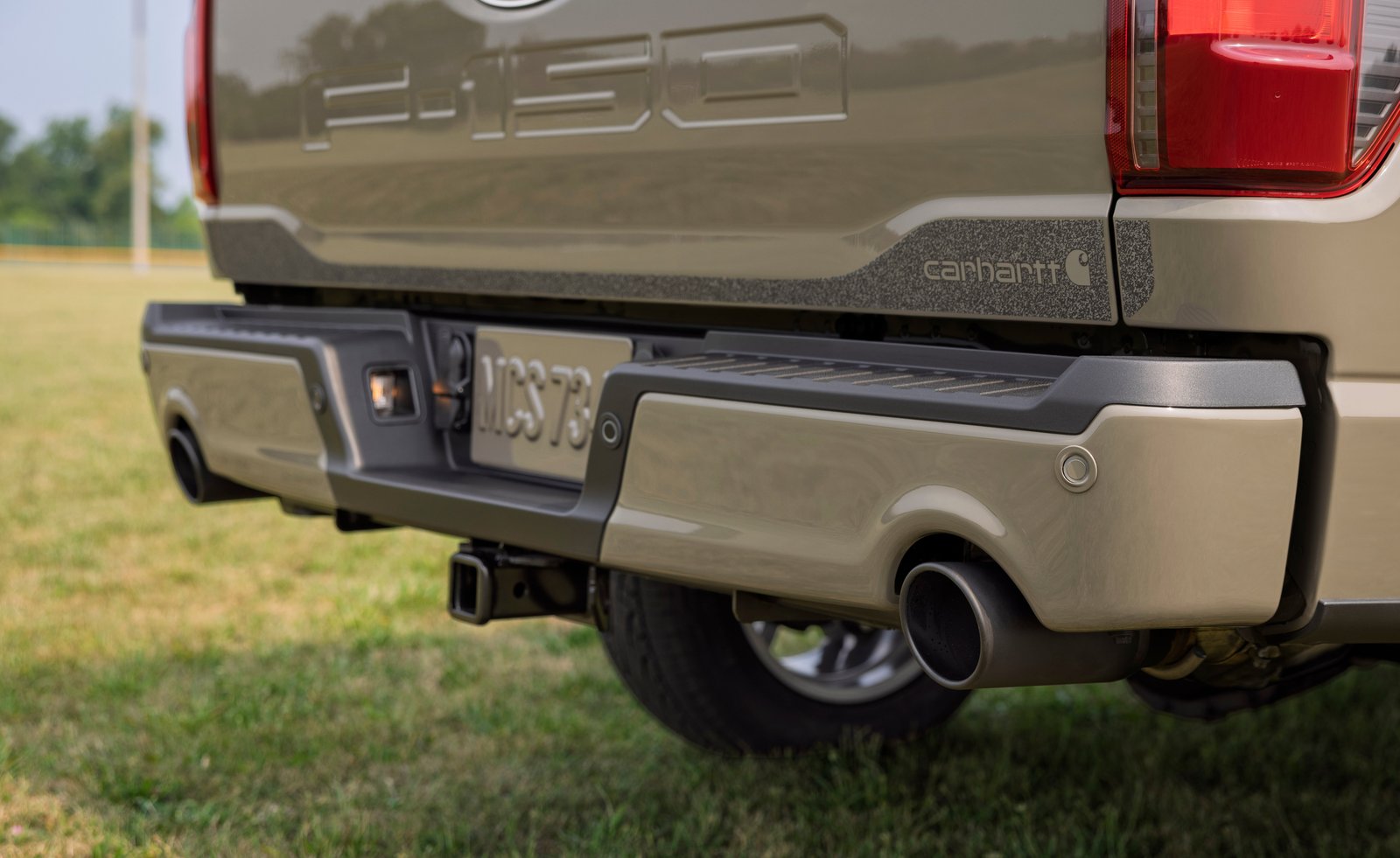 Textured Carhartt graphic on the 2027 Ford F-150 tailgate