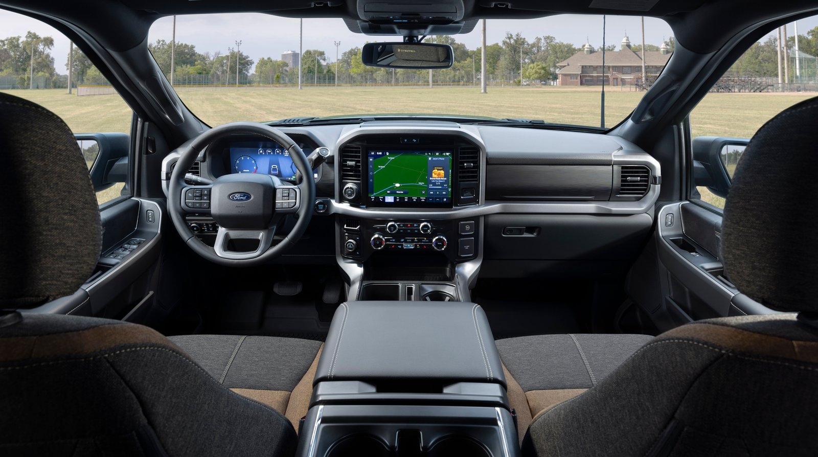 2027 Ford F-150 Carhartt interior with two-tone seats and dashboard