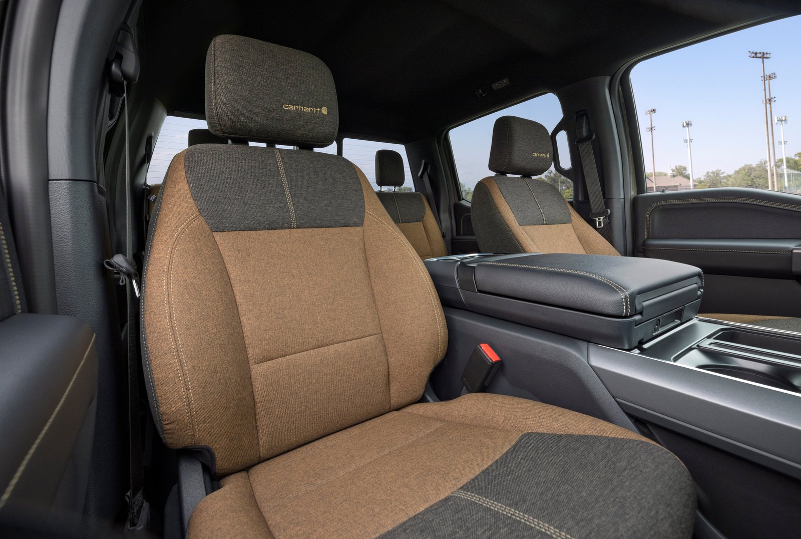 Two-tone Carhartt cloth front seats in the 2027 Ford F-150