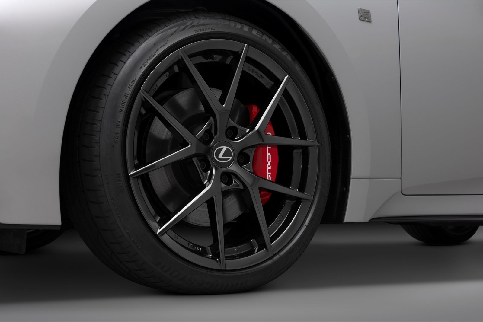 2027 Lexus IS 350 F SPORT 19-inch black wheel with red brake caliper