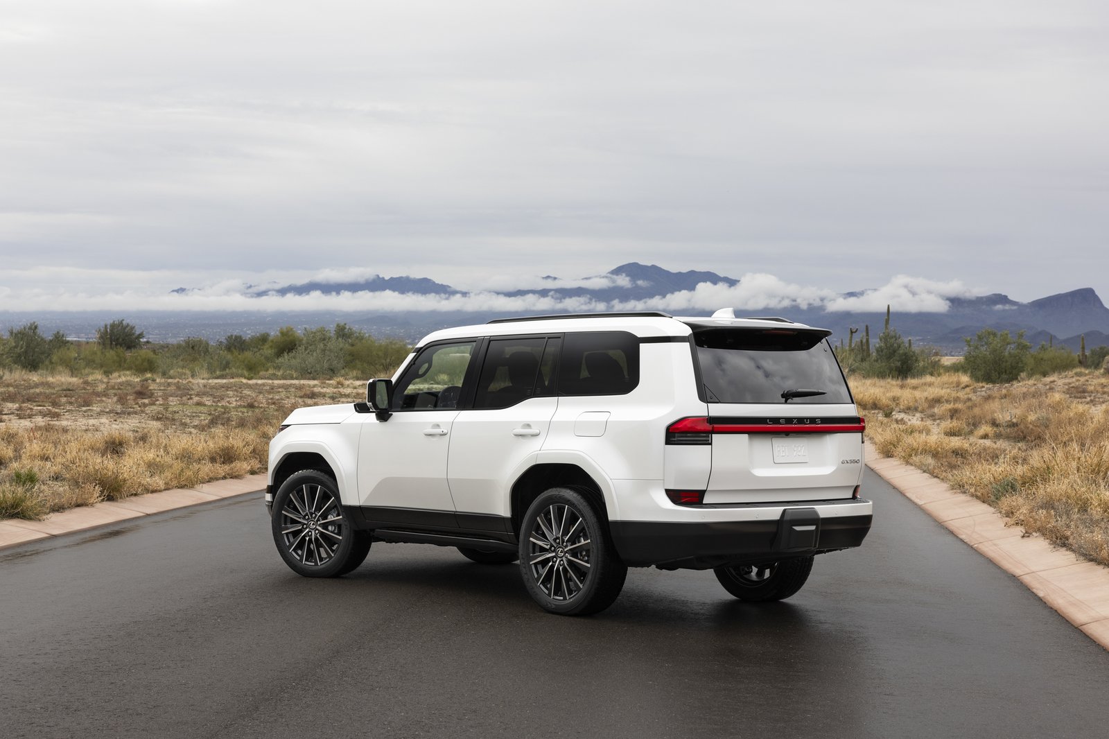 2027 Lexus GX 550 rear three-quarter view with full-width light bar